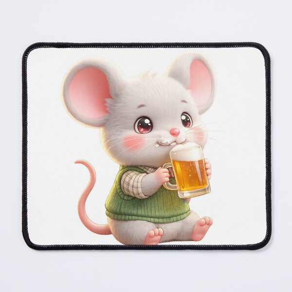 Item preview, Kawaii Mouse Drinking Beer Cute Anime Pub Art designed and sold by josflo12.