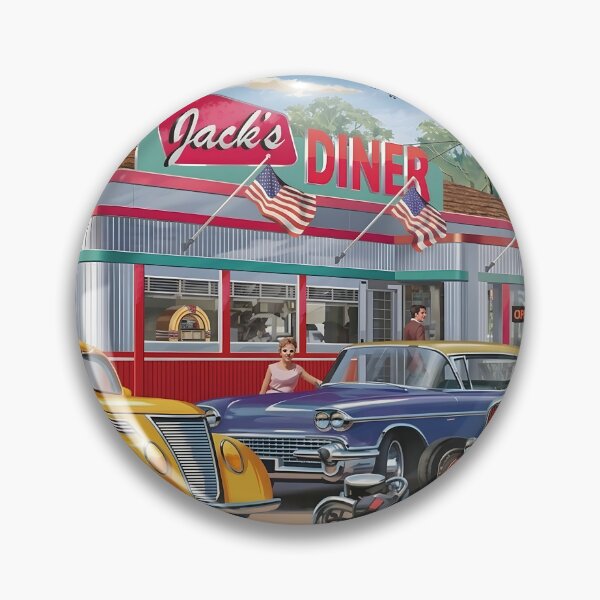Item preview, Vintage Retro Americana Diner and Classic Cars Puzzle Art designed and sold by 1001T-Shirt.