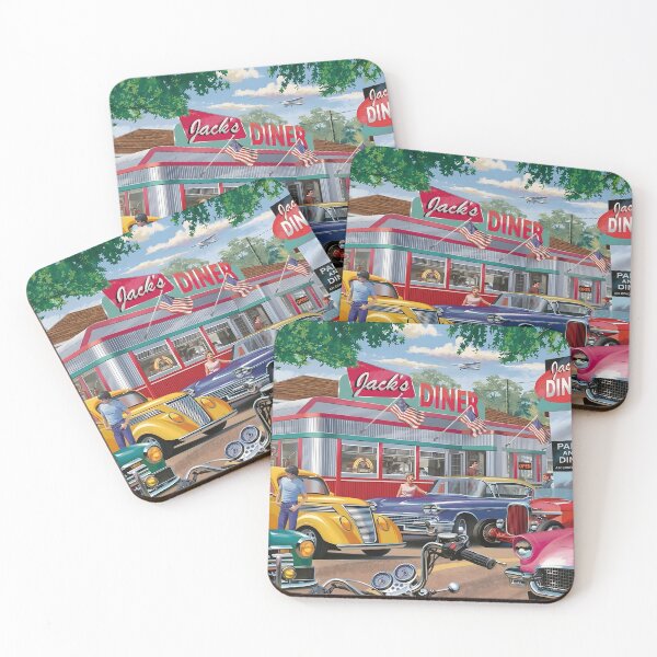 Item preview, Vintage Retro Americana Diner and Classic Cars Puzzle Art designed and sold by 1001T-Shirt.