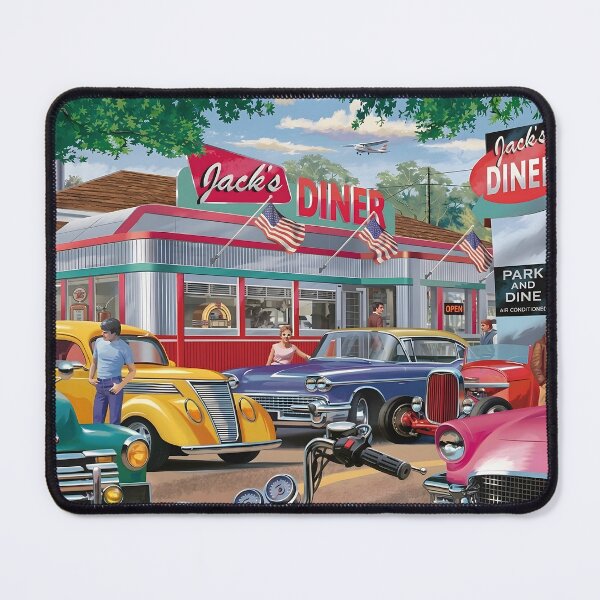 Item preview, Vintage Retro Americana Diner and Classic Cars Puzzle Art designed and sold by 1001T-Shirt.