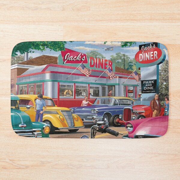 Item preview, Vintage Retro Americana Diner and Classic Cars Puzzle Art designed and sold by 1001T-Shirt.