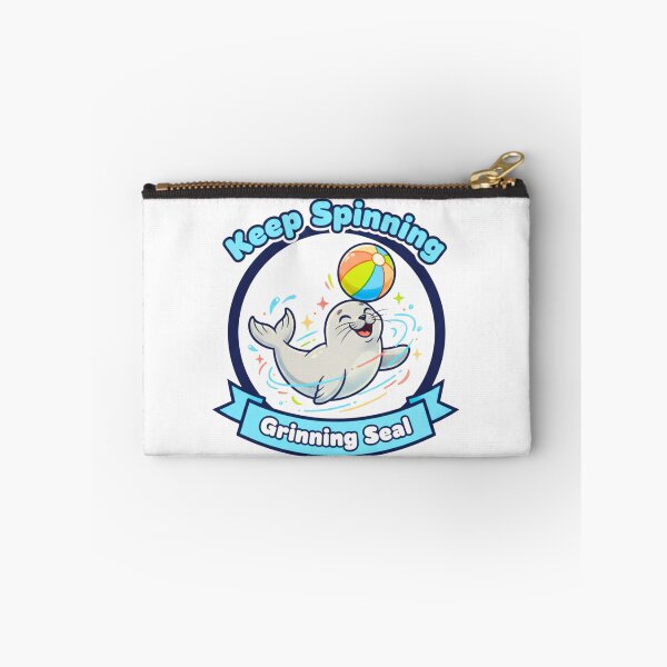 Item preview, Keep Spinning Grinning Seal - Cute Cartoon Animal Emblem designed and sold by TheSquirla.