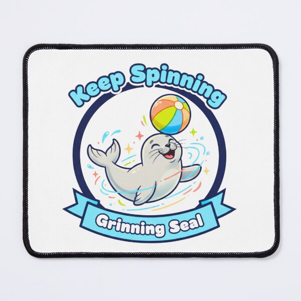 Item preview, Keep Spinning Grinning Seal - Cute Cartoon Animal Emblem designed and sold by TheSquirla.
