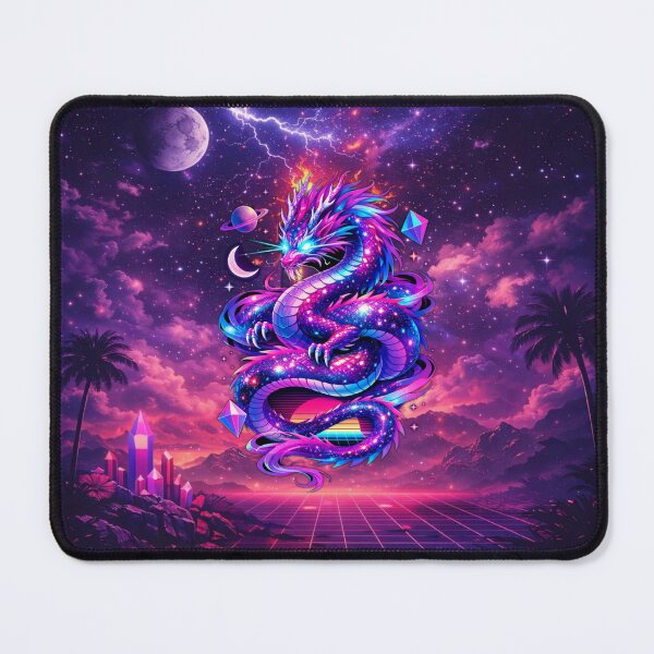 Item preview, Cosmic Dragon Guardian – Neon Celestial Serpent of the Stars designed and sold by MysticOzzy.