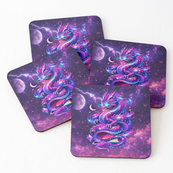 Item preview, Cosmic Dragon Guardian – Neon Celestial Serpent of the Stars designed and sold by MysticOzzy.