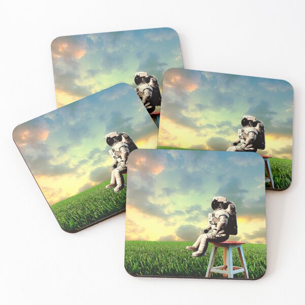 Item preview, cinematic astronaut in surreal sunset meadow field  designed and sold by FahdSpaceArt.