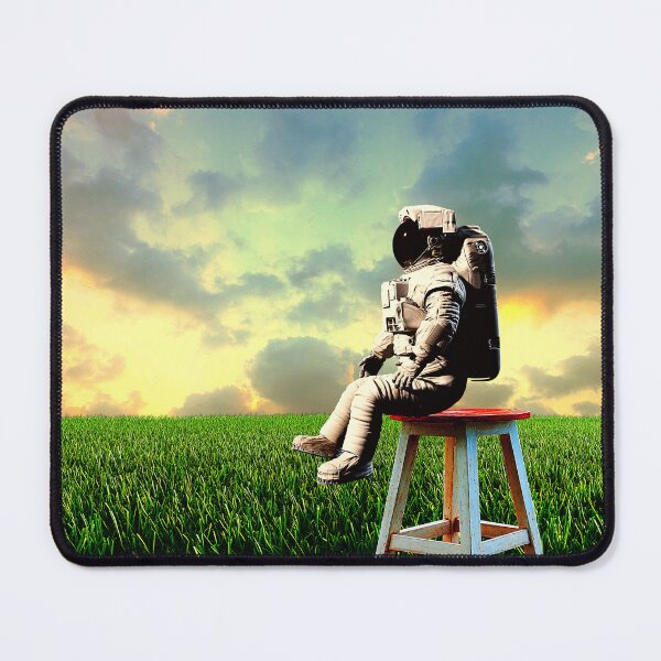 Item preview, cinematic astronaut in surreal sunset meadow field designed and sold by FahdSpaceArt.