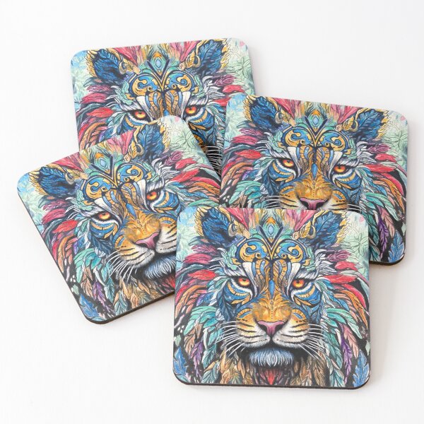 Item preview, Feathered Spirit Lion - Ornamental Watercolour Portrait designed and sold by calamarisky.