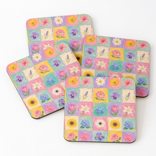 Item preview, Watercolor Floral Color Grid Pattern – Pastel Aesthetic Squares Design designed and sold by Islabonita..