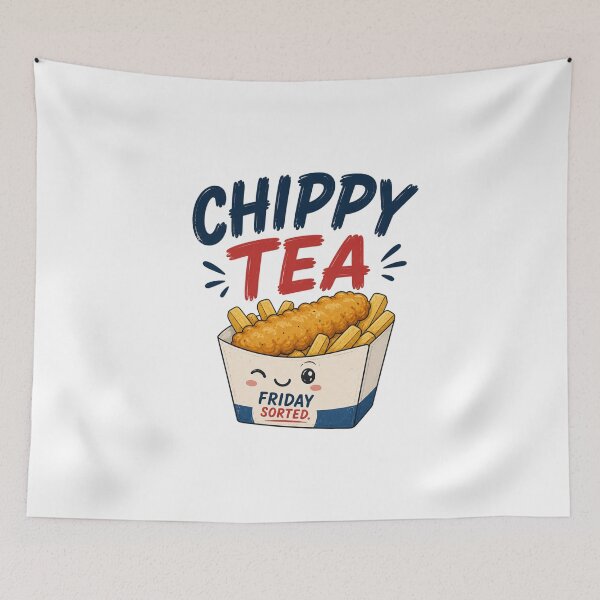Item preview, Chippy Tea Funny Fish and Chips Sticker | Cute British Seaside Food designed and sold by Snackwave Ninety.