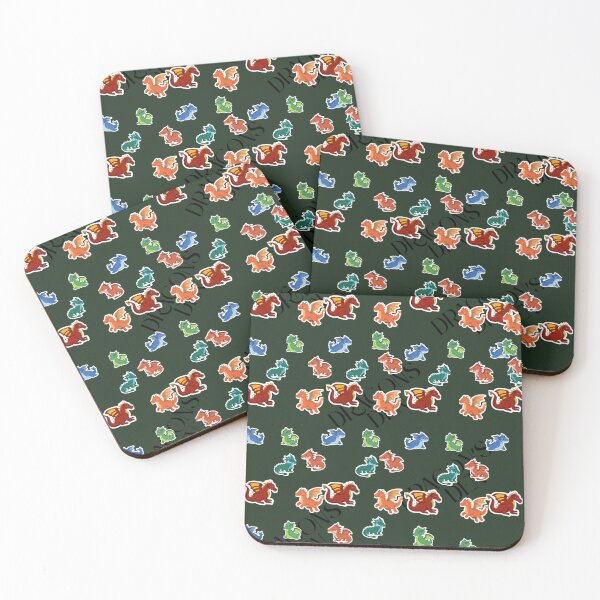 Item preview, Colorful Fantasy Dragon Pattern on Dark Green designed and sold by SubhAksara.