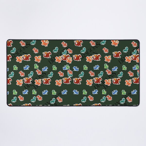 Item preview, Colorful Fantasy Dragon Pattern on Dark Green designed and sold by SubhAksara.