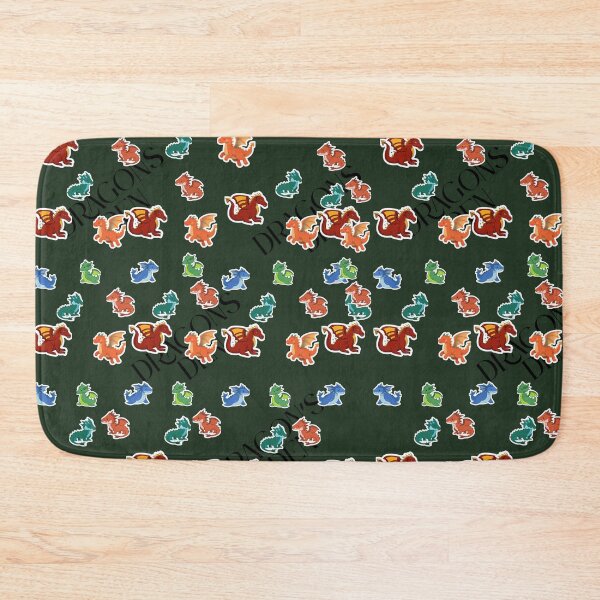 Item preview, Colorful Fantasy Dragon Pattern on Dark Green designed and sold by SubhAksara.