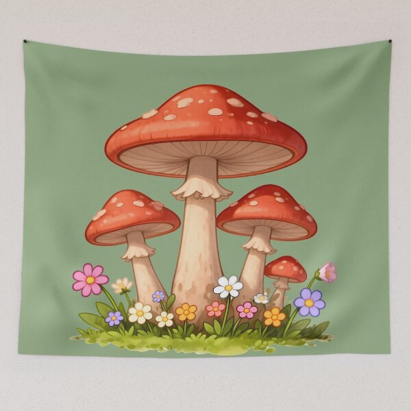 Item preview, Mushrooms With Flowers designed and sold by WrenAndWhimsy.
