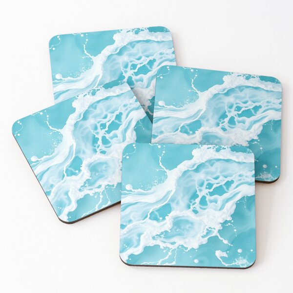 Item preview, Luxurious Turquoise Blue Ocean Foam Silk Satin Waves designed and sold by IntelliMindDesigns.