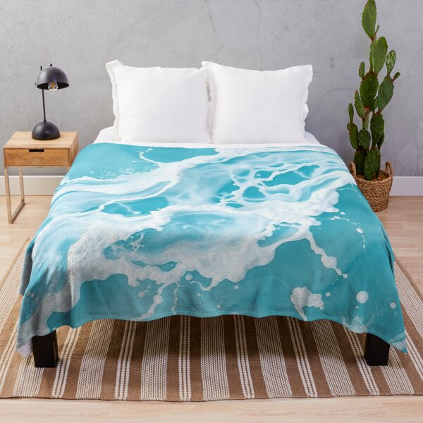 Item preview, Luxurious Turquoise Blue Ocean Foam Silk Satin Waves designed and sold by IntelliMindDesigns.