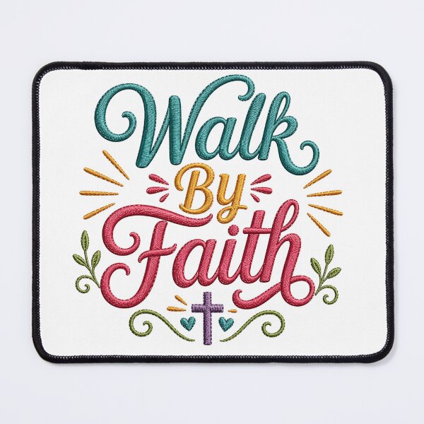 Item preview, Walk By Faith Embroidered Christian Quote Design designed and sold by camisagrafica.