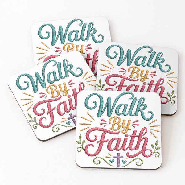 Item preview, Walk By Faith Embroidered Christian Quote Design designed and sold by camisagrafica.
