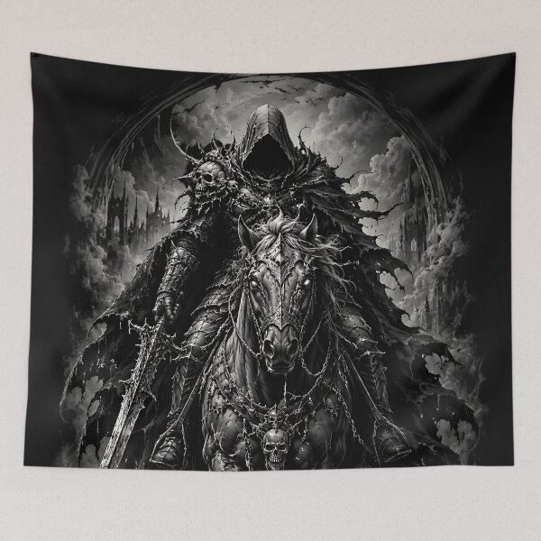 Item preview, Gothic Death Knight Wraith Nightmare Horse Monochrome designed and sold by DarkOriginArts.