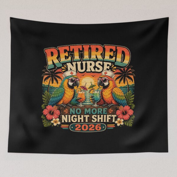 Item preview, Retired Nurse Tropical Parrot Shirt – No More Night Shift 2026، Funny RN Retirement Retro Tee Classic T-Shirt  designed and sold by podlook.