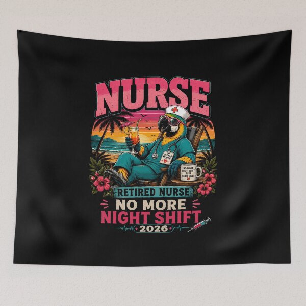 Item preview, Retired Nurse Tropical Parrot Shirt – No More Night Shift 2026، Funny RN Retirement Retro Tee Classic T-Shirt  designed and sold by podlook.