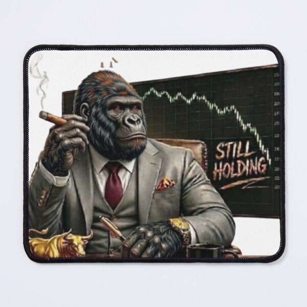 Item preview, Gorilla Investor Still Holding Stock Market Wall Street Art designed and sold by Northern Glow Art.