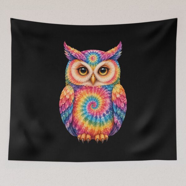 Item preview, Rainbow Tie-Dye Owl designed and sold by jgvisualarts.