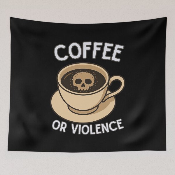 Item preview, coffee or violence simple classic design designed and sold by OldSkullDesigns.