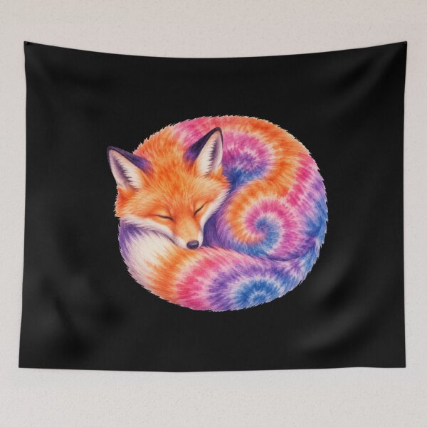 Item preview, Tie Dye Sleeping Fox Art designed and sold by jgvisualarts.