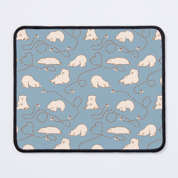 Item preview, Cute polar bear and bee pattern blue kawaii print designed and sold by Design by Ishika.