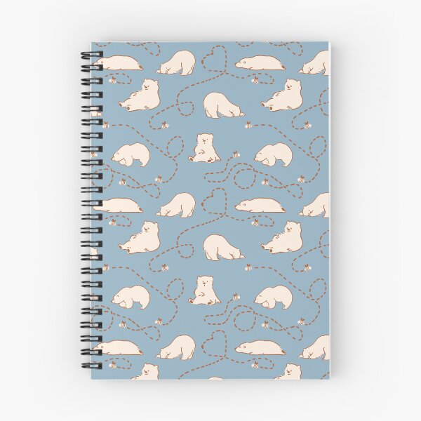 Item preview, Cute polar bear and bee pattern blue kawaii print designed and sold by Design by Ishika.