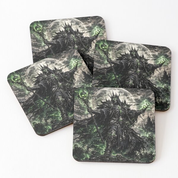 Item preview, Lich King Necromancer Undead Army Green Flame Art designed and sold by DarkOriginArts.