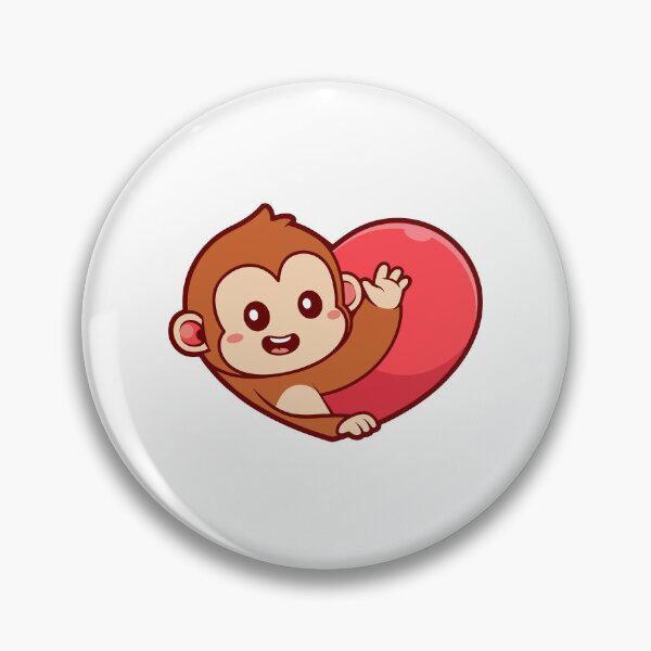 Item preview, Cute Waving Monkey Peeking from Big Heart designed and sold by Hestercat.