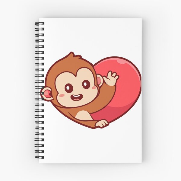 Item preview, Cute Waving Monkey Peeking from Big Heart designed and sold by Hestercat.