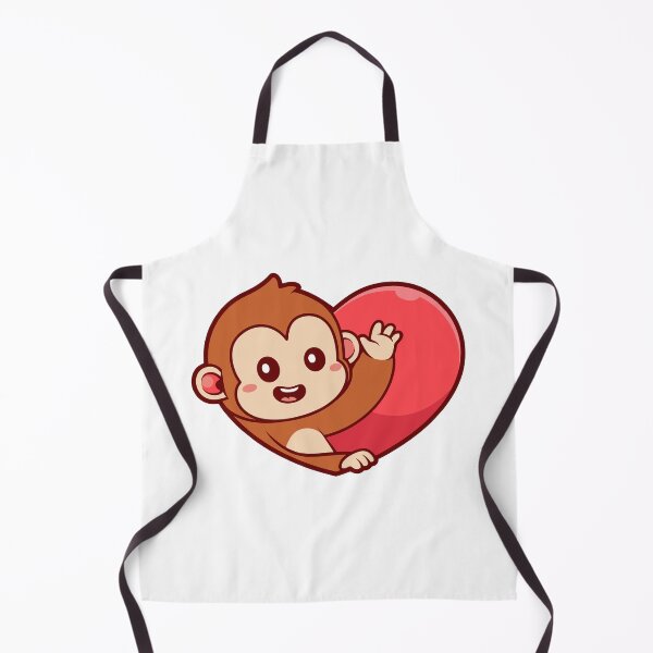 Item preview, Cute Waving Monkey Peeking from Big Heart designed and sold by Hestercat.