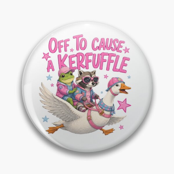 Item preview, Off To Cause A Kerfuffle Frog Raccoon Riding Goose designed and sold by VGAfanatic.