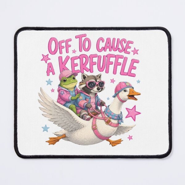 Item preview, Off To Cause A Kerfuffle Frog Raccoon Riding Goose designed and sold by VGAfanatic.