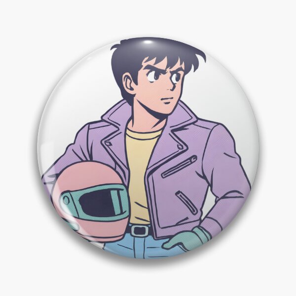 Item preview, Classic 90s Anime Guy in Purple Biker Jacket designed and sold by Comiccraze Tees.