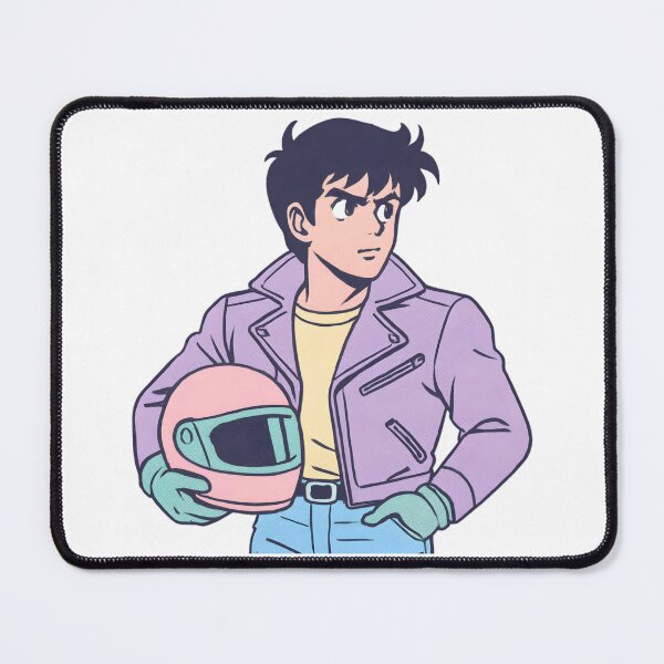 Item preview, Classic 90s Anime Guy in Purple Biker Jacket designed and sold by Comiccraze Tees.