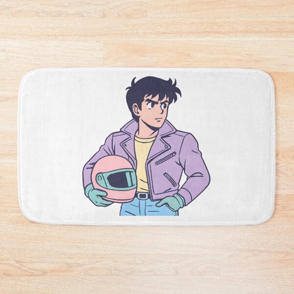 Item preview, Classic 90s Anime Guy in Purple Biker Jacket designed and sold by Comiccraze Tees.