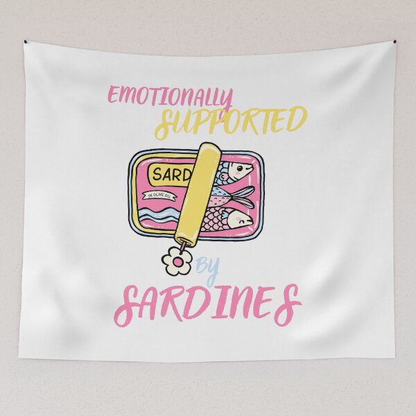 Item preview, Emotionally Supported By Sardines Funny Food Meme Design designed and sold by CleanDecor.