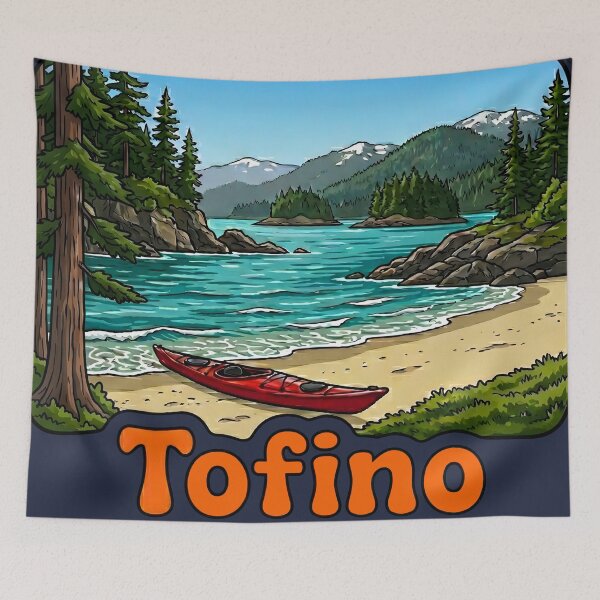 Item preview, Tofino BC Cute Colorful Kayak Beach Landscape  designed and sold by HowToCanadian.