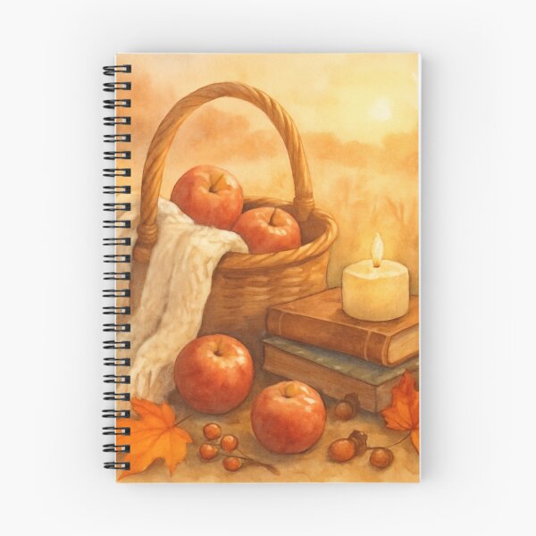 Item preview, Autumn Basket of Dreams Watercolor With Books And Apples designed and sold by FunFitLife Studio.