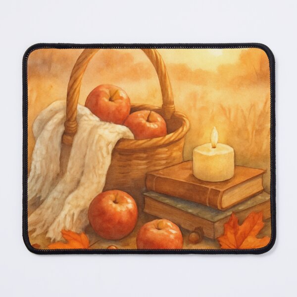 Item preview, Autumn Basket of Dreams Watercolor With Books And Apples designed and sold by FunFitLife Studio.