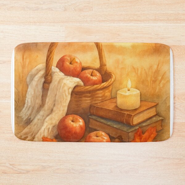 Item preview, Autumn Basket of Dreams Watercolor With Books And Apples designed and sold by FunFitLife Studio.