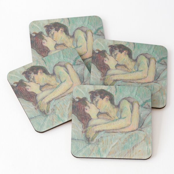Item preview, In Bed, The Kiss by Henri de Toulouse-Lautrec | Intimate Belle Époque Fine Art Poster designed and sold by artofuniverse.