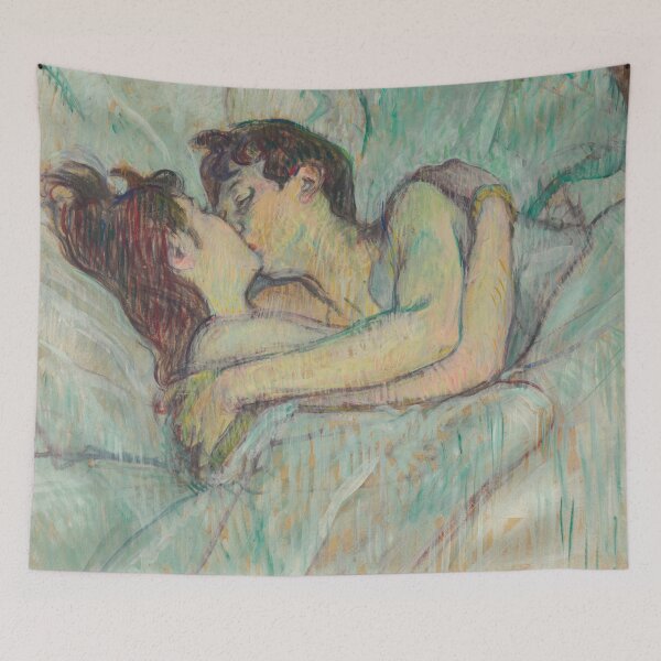 Item preview, In Bed, The Kiss by Henri de Toulouse-Lautrec | Intimate Belle Époque Fine Art Poster designed and sold by artofuniverse.