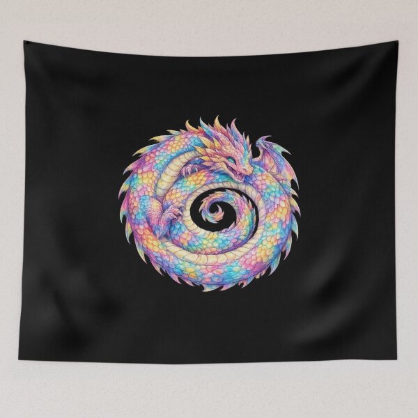 Item preview, Rainbow Spiral Dragon Fantasy Art designed and sold by jgvisualarts.