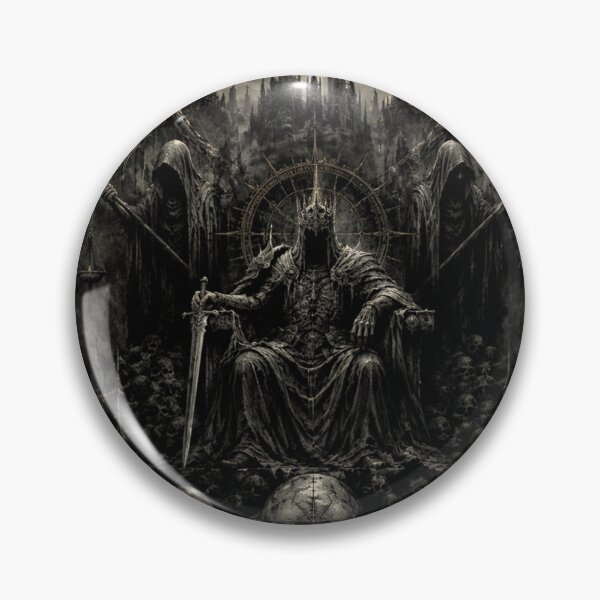 Item preview, Lich King Undead Throne Grim Reaper Skull Castle Monochrome designed and sold by DarkOriginArts.