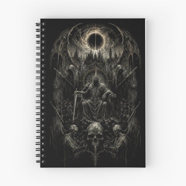 Item preview, Lich King Undead Throne Grim Reaper Skull Castle Monochrome designed and sold by DarkOriginArts.